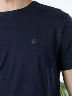Navy Sail T-shirt da uomo in cotone con logo - blu scuro