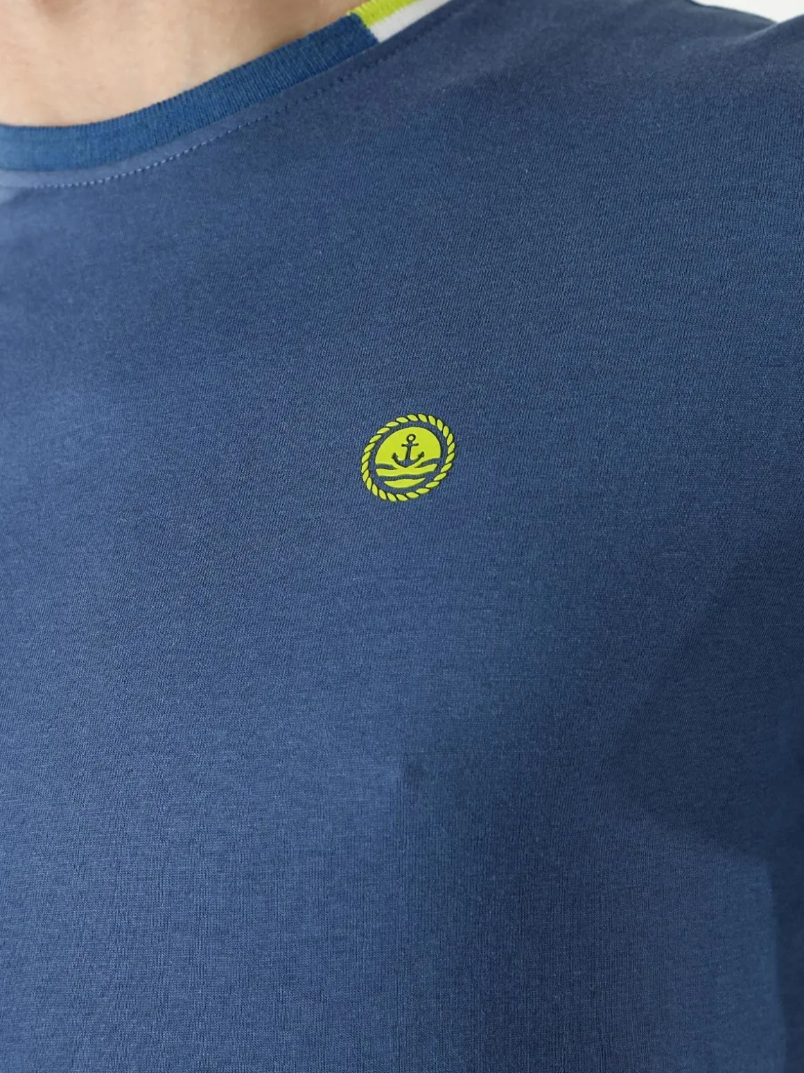 Navy Sail T-shirt da uomo in cotone con logo - blu