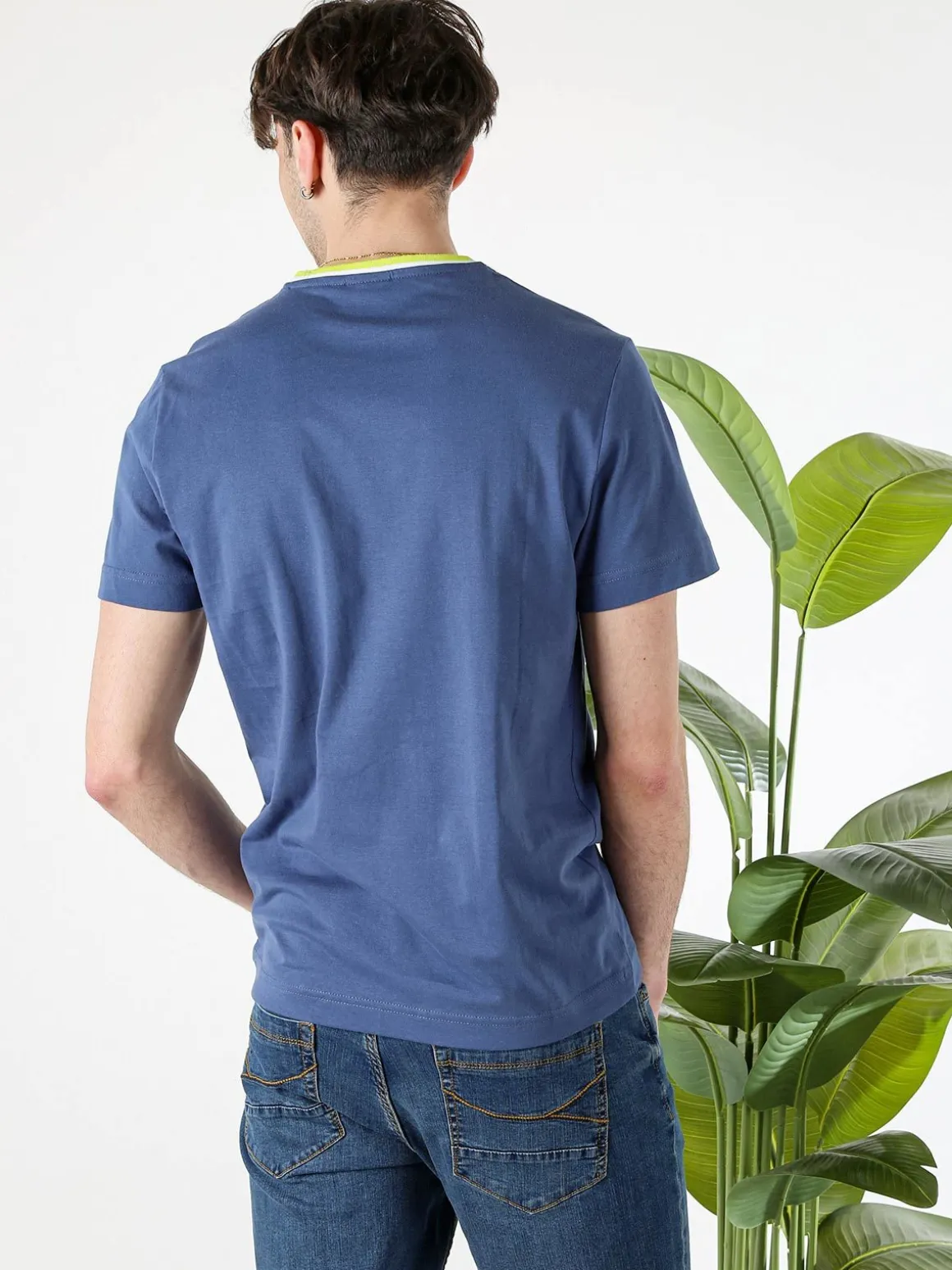 Navy Sail T-shirt da uomo in cotone con logo - blu
