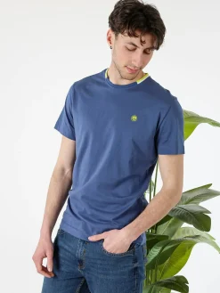 Navy Sail T-shirt da uomo in cotone con logo - blu
