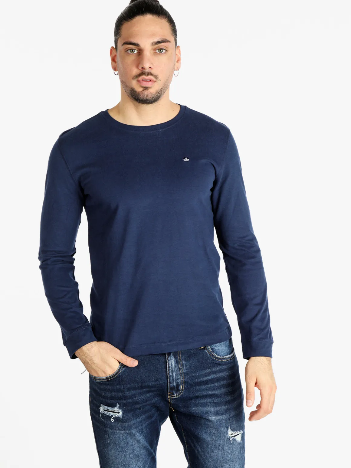 Navy Sail T-shirt uomo girocollo a maniche lunghe