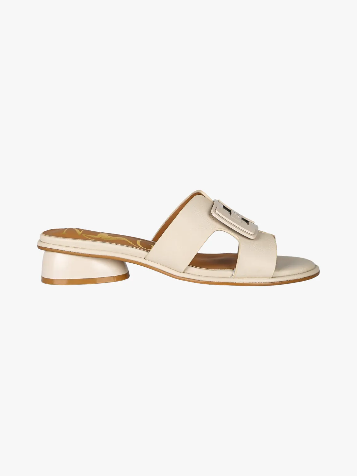 Nazareno Gabrielli Ciabatte donna in ecopelle con logo e tacco basso - beige