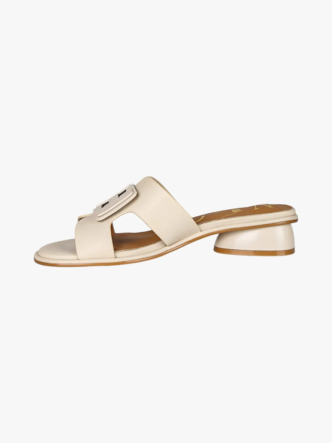 Nazareno Gabrielli Ciabatte donna in ecopelle con logo e tacco basso - beige