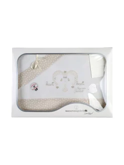 Nazareno Gabrielli Completo lenzuola per culla 3 pezzi in cotone con ricami orsetti - beige