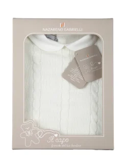 Nazareno Gabrielli Completo 2 pezzi da neonati in maglia con colletto - panna