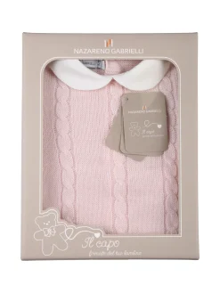 Nazareno Gabrielli Completo 2 pezzi da neonati in maglia con colletto - rosa