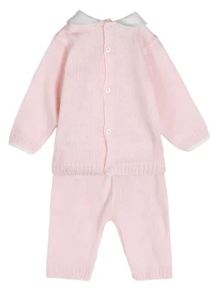 Nazareno Gabrielli Completo 2 pezzi da neonati in maglia con colletto - rosa