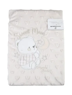 Nazareno Gabrielli Copertina culla double face in pile con orsetto - beige