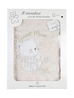 Nazareno Gabrielli Copertina culla double face in pile con orsetto - beige