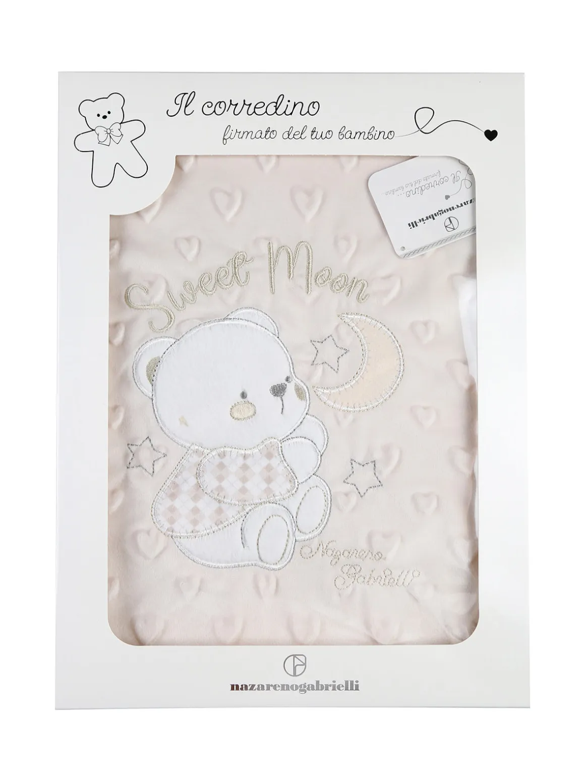 Nazareno Gabrielli Copertina culla double face in pile con orsetto - beige