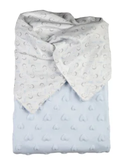 Nazareno Gabrielli Copertina culla double face in pile con orsetto - azzurro
