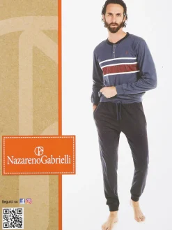 Nazareno Gabrielli Pigiama lungo uomo in cotone