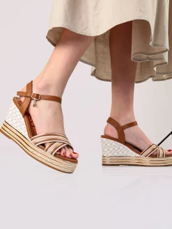 Nazareno Gabrielli Sandali donna con zeppa platform e fascette intrecciate