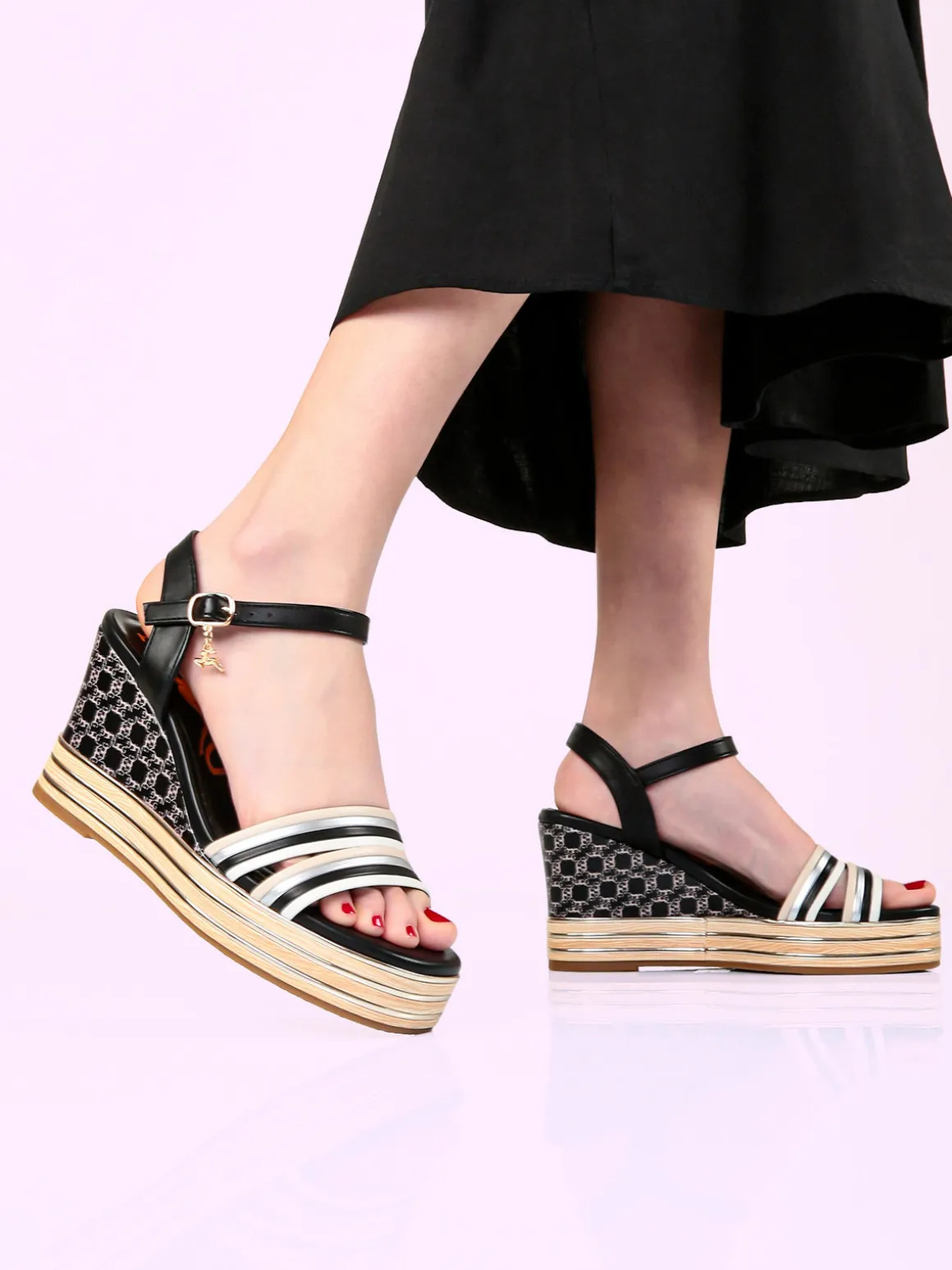 Nazareno Gabrielli Sandali donna con zeppa platform e fascetta multicolore