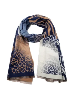 Nazareno Gabrielli Sciarpa donna con stampe animalier - blu scuro