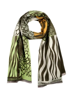 Nazareno Gabrielli Sciarpa donna con stampe animalier - pistacchio