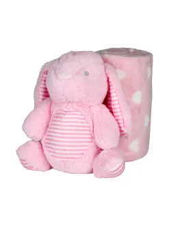 Nazareno Gabrielli Set regalo per neonati con coperta in pile e pupazzo coniglio - rosa