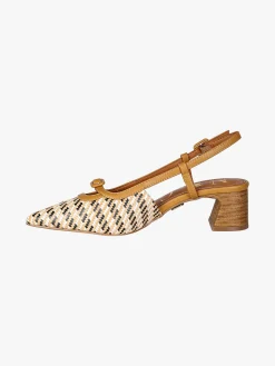 Nazareno Gabrielli Slingback donna aperte dietro con cinturino alla caviglia - cammello