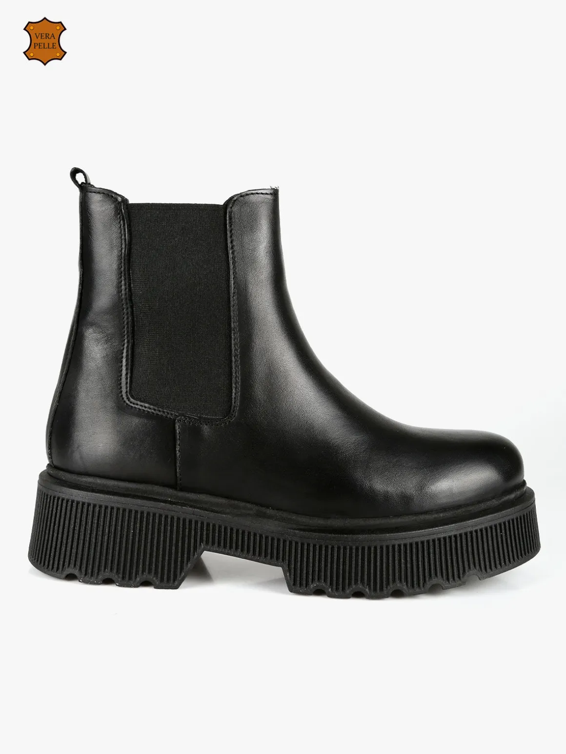 Nerofumo Stivaletti in pelle chelsea con tacco e plateau
