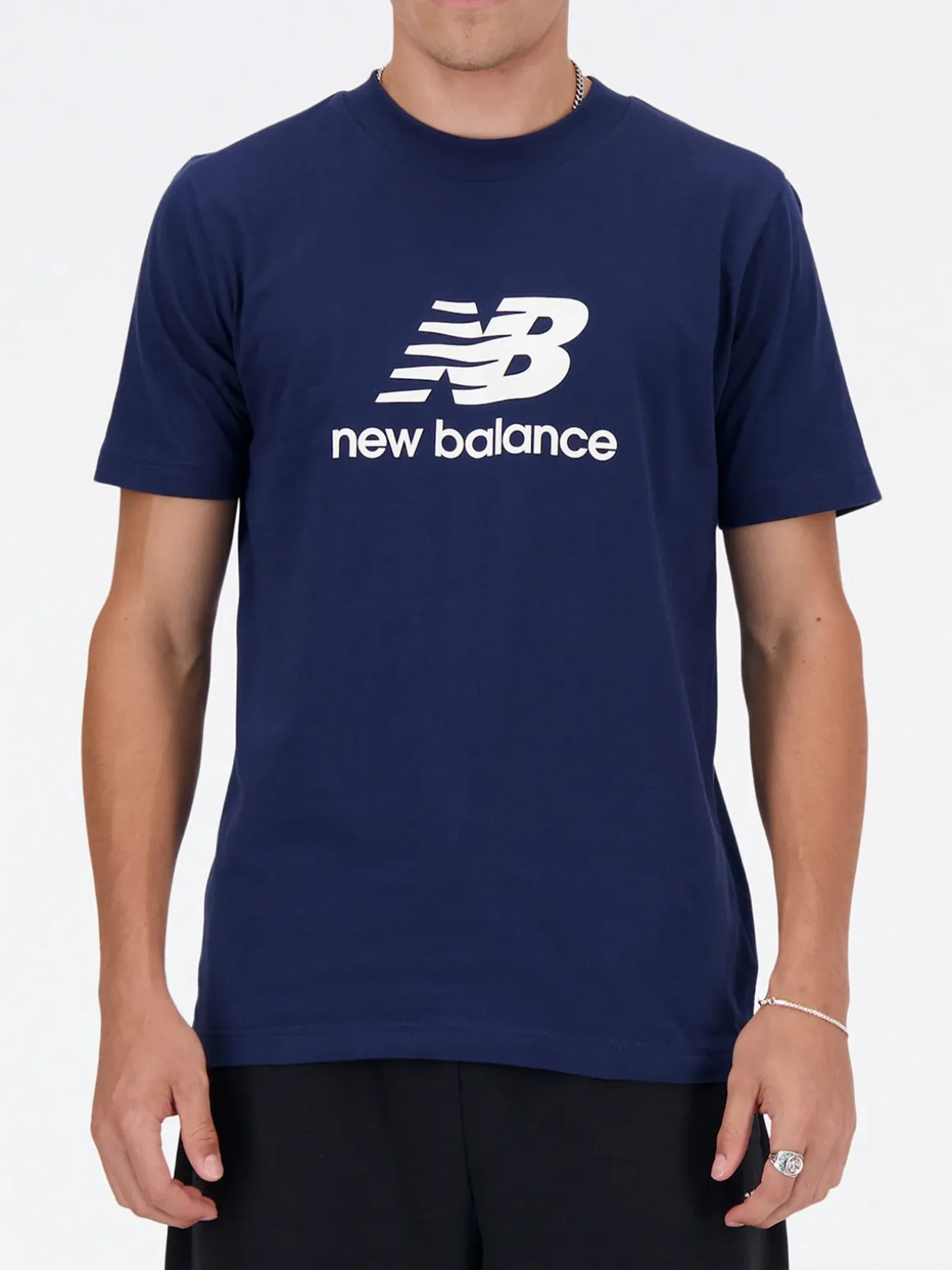 New Balance ESSENTIALS STACKED LOGO T-shirt da uomo a maniche corte in cotone
