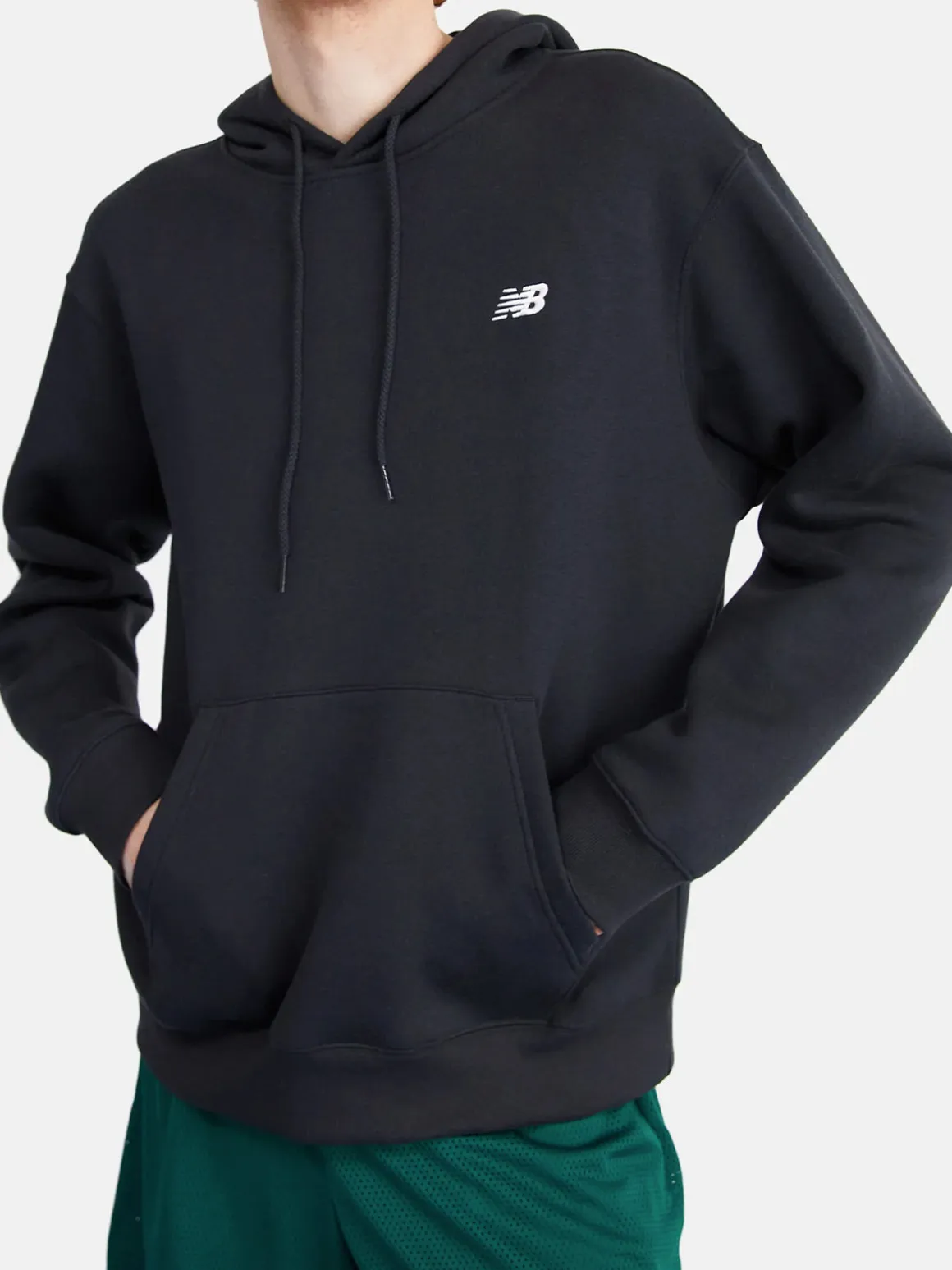 New Balance SMALL LOGO BRUSHED HOODIE Felpa uomo con cappuccio e interno in caldo cotone