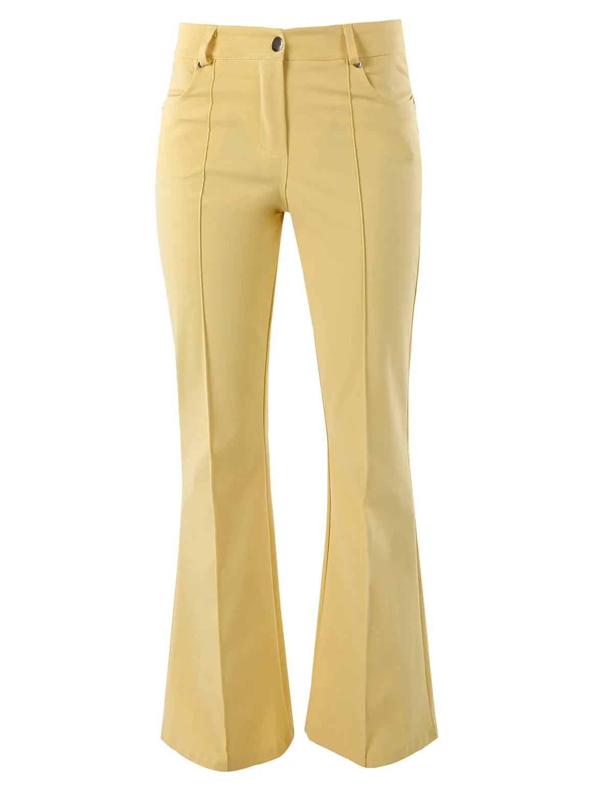 New Gj Pantaloni donna a zampa con cucitura centrale - giallo
