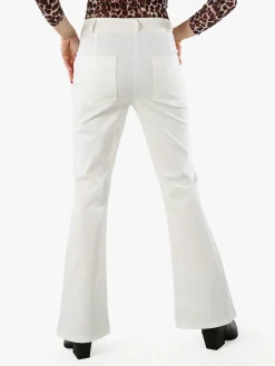 New Gj Pantaloni donna a zampa con cucitura centrale - bianco