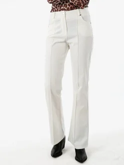 New Gj Pantaloni donna a zampa con cucitura centrale - bianco
