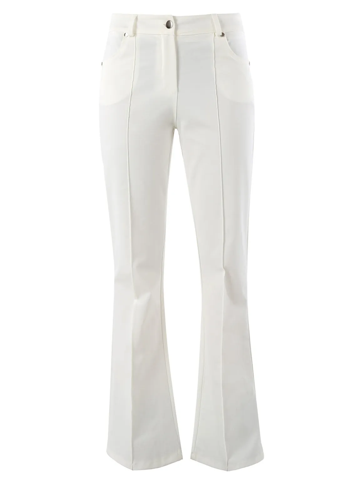 New Gj Pantaloni donna a zampa con cucitura centrale - bianco