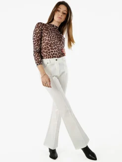 New Gj Pantaloni donna a zampa con cucitura centrale - bianco