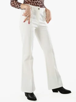 New Gj Pantaloni donna a zampa con cucitura centrale - bianco