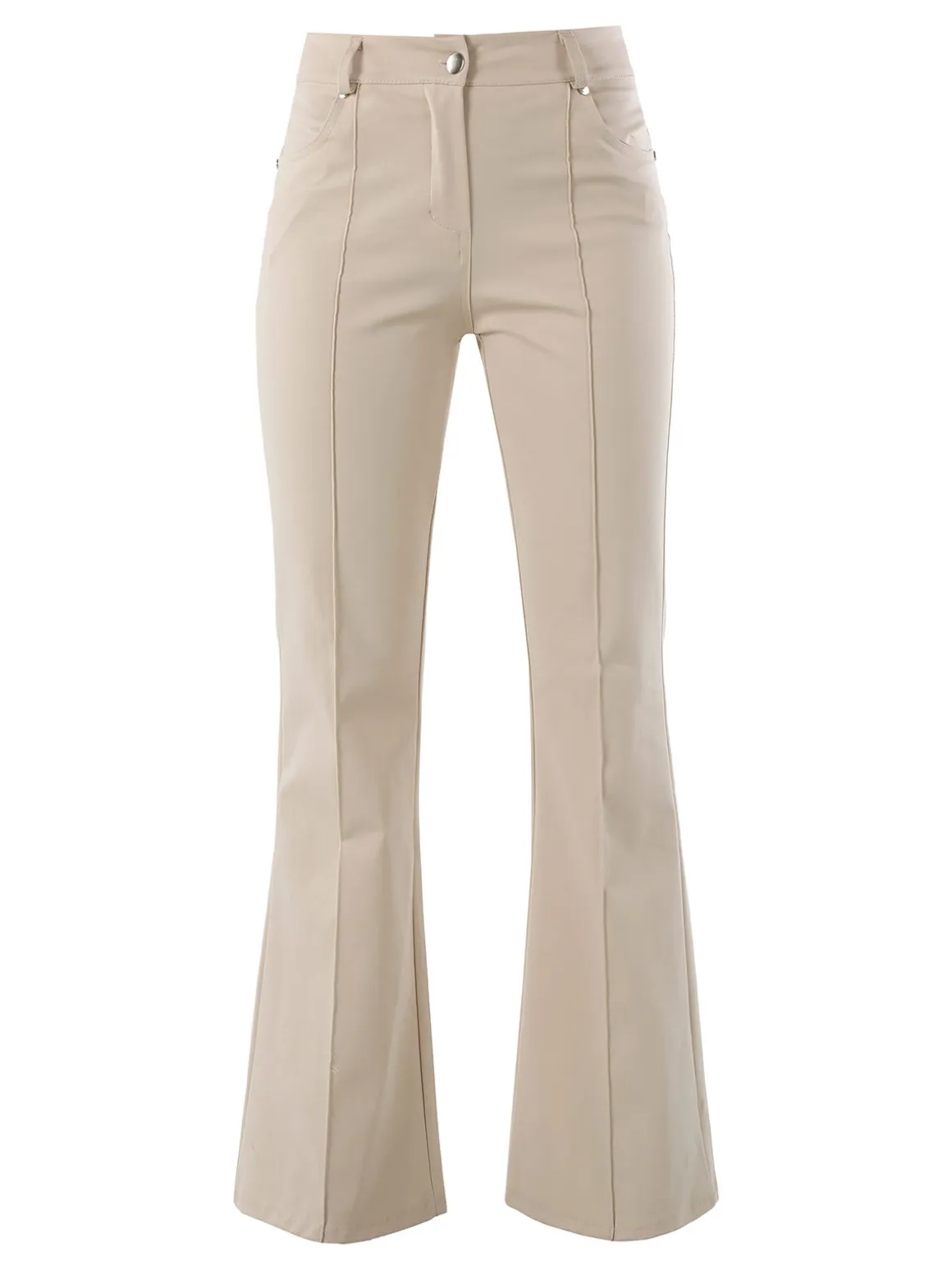 New Gj Pantaloni donna a zampa con cucitura centrale - beige