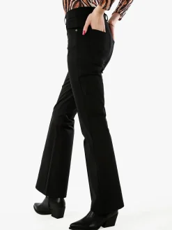 New Gj Pantaloni donna a zampa con cucitura centrale - blu scuro
