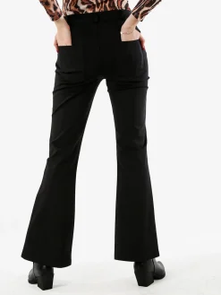 New Gj Pantaloni donna a zampa con cucitura centrale - nero