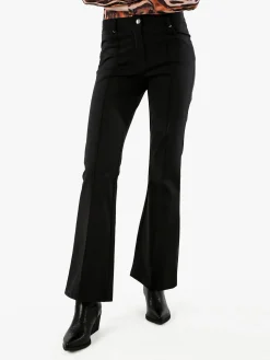 New Gj Pantaloni donna a zampa con cucitura centrale - nero