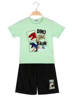New Kids Completo corto da bambino con t-shirt dinosauro e bermuda
