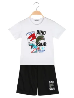 New Kids Completo corto da bambino con t-shirt dinosauro e bermuda