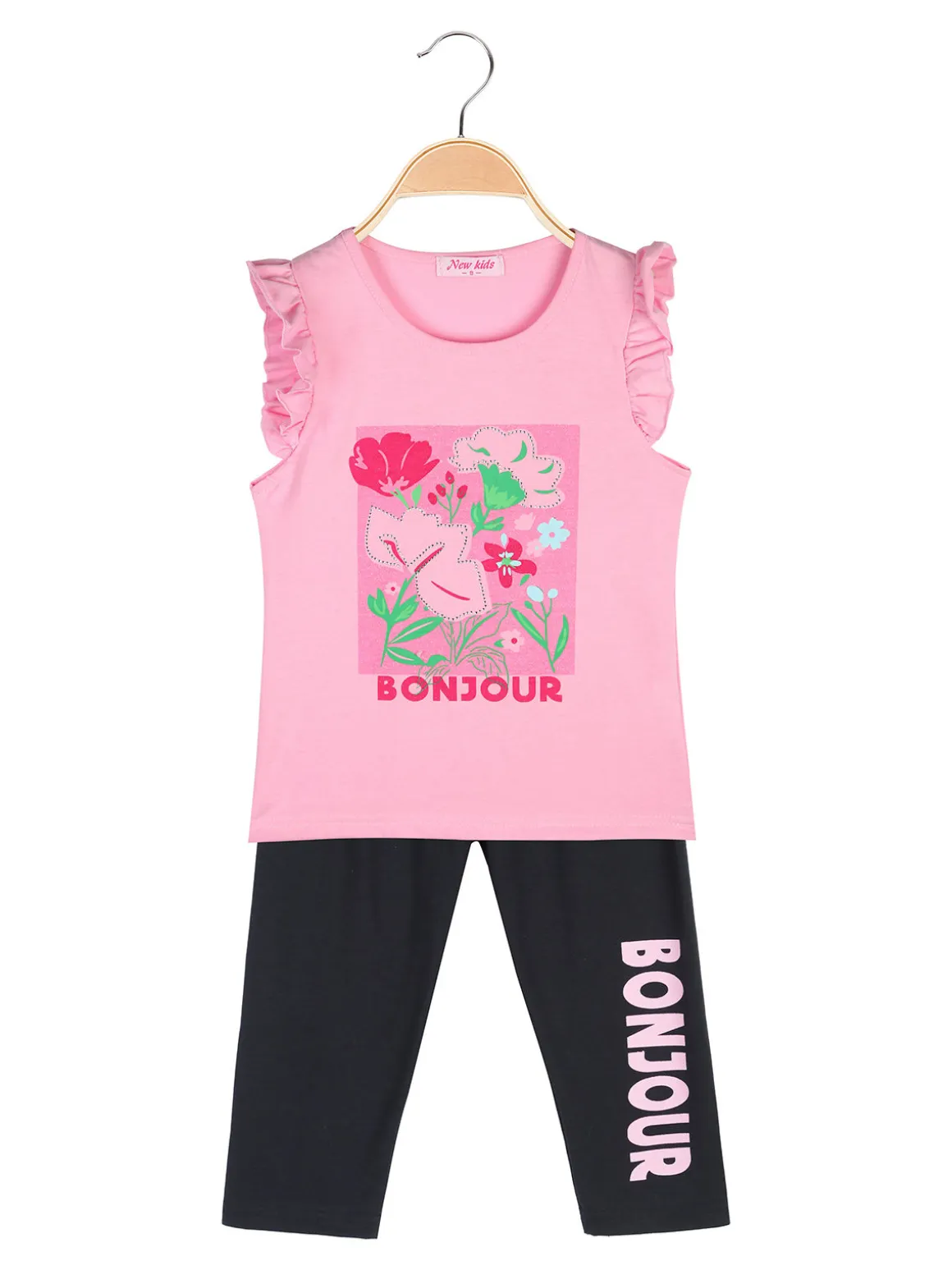 New Kids Completo da bambina con t-shirt e leggings a 3/4