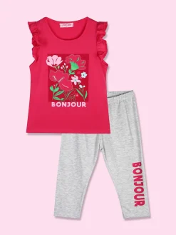 New Kids Completo da bambina con t-shirt e leggings a 3/4