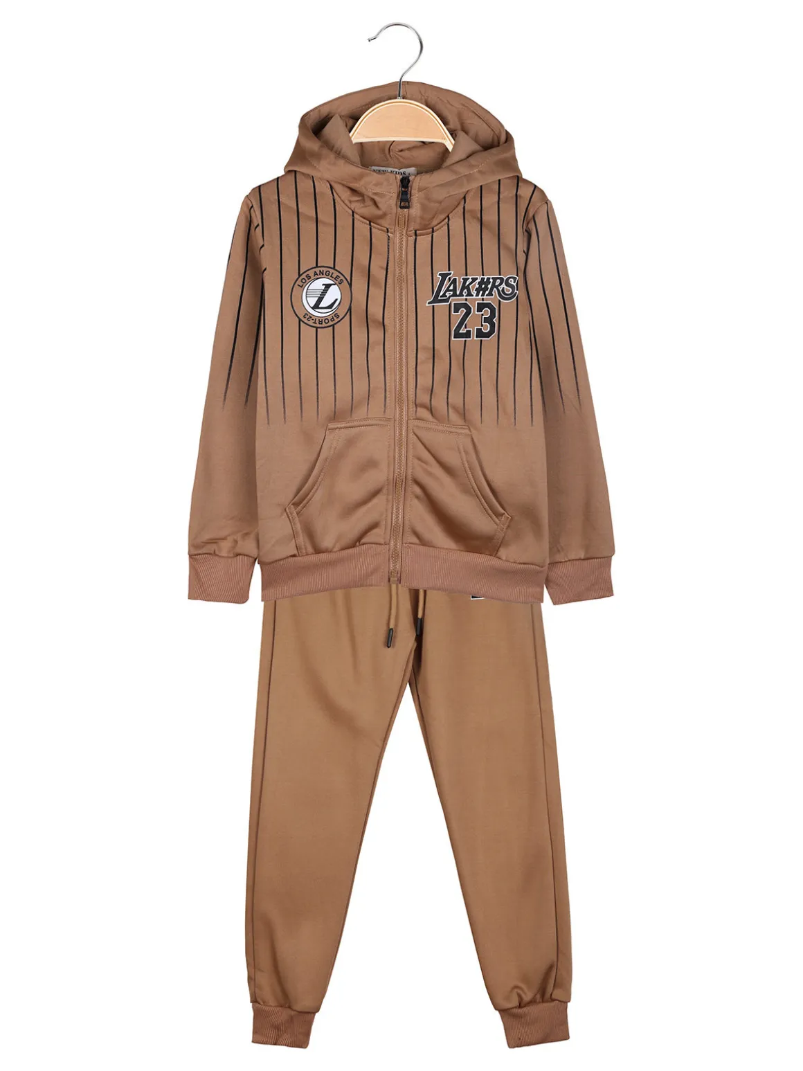 New Kids Completo tuta 2 pezzi da bambino con cappuccio - cammello