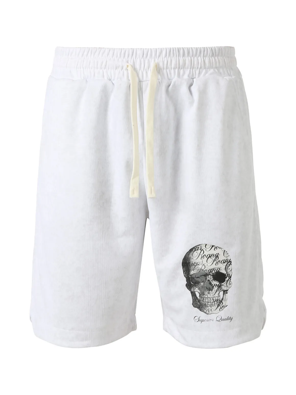 New Mentality Bermuda da uomo con coulisse e stampa teschio - bianco