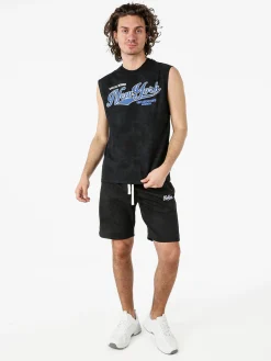 New Mentality Bermuda da uomo con coulisse e tasche frontali con zip - nero