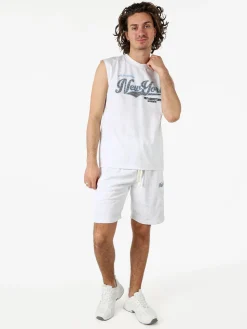 New Mentality Bermuda da uomo con coulisse e tasche frontali con zip - bianco
