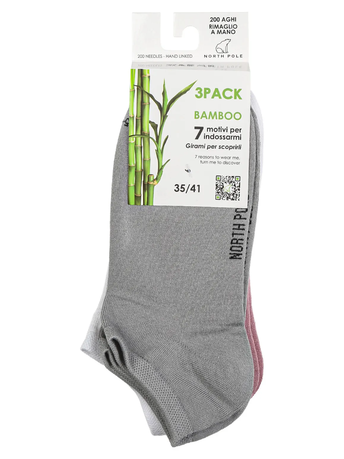 North Pole Confezione da 3 paia di calze sneakers da donna in bamboo