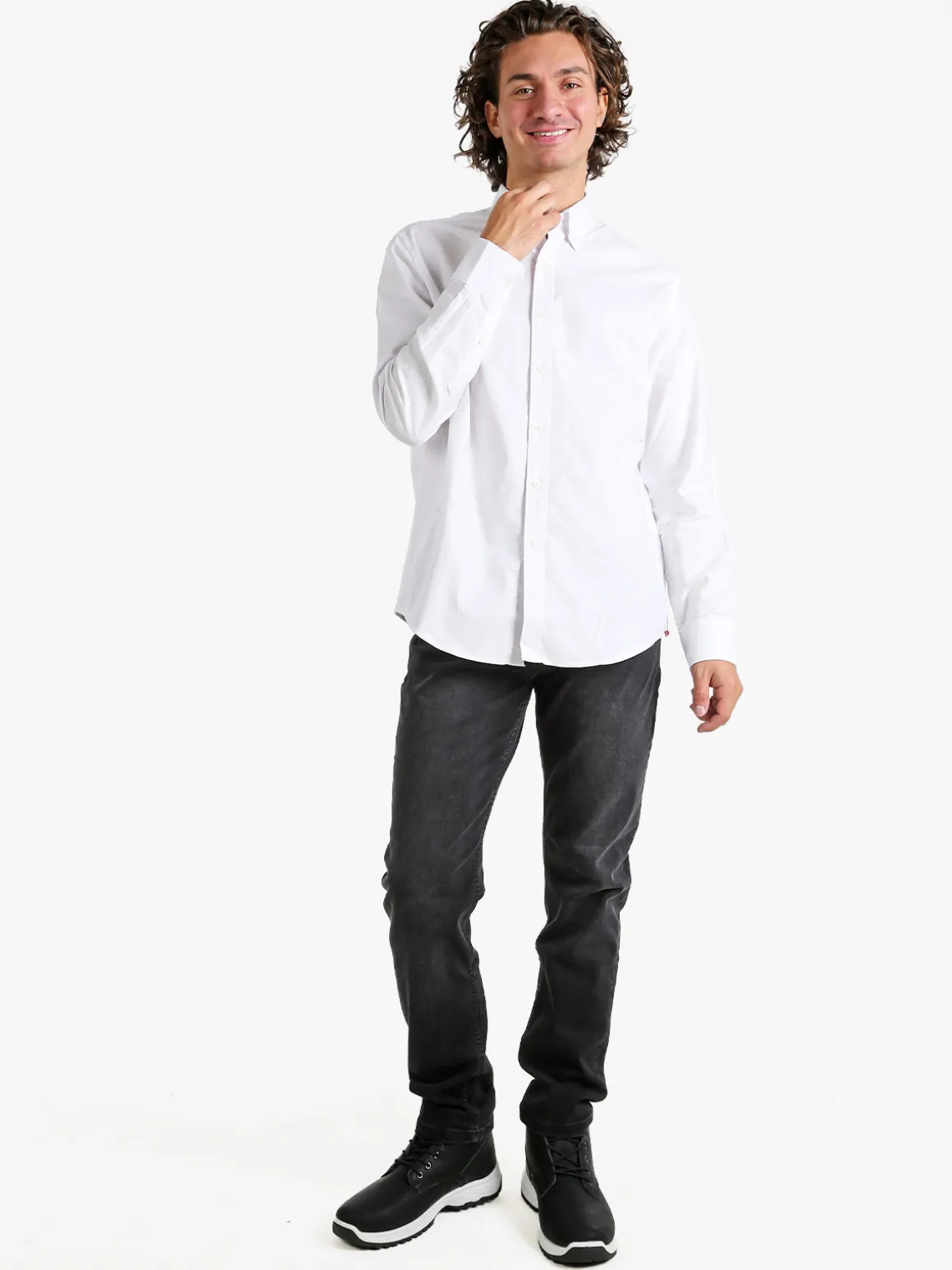 Norway Camicia da uomo in cotone a maniche lunghe - bianco
