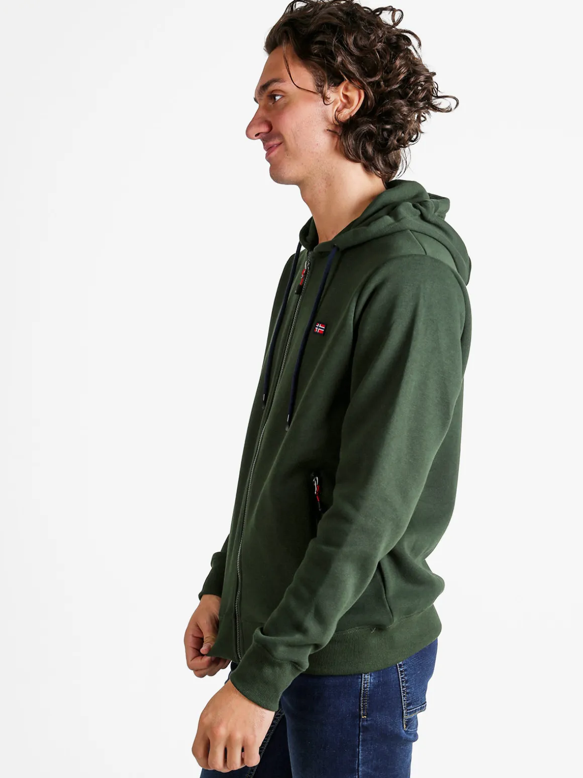 Norway Felpa da uomo con cappuccio e zip - militare