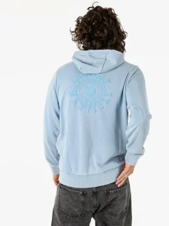 Norway Felpa da uomo full zip con cappuccio e stampa dietro - azzurro