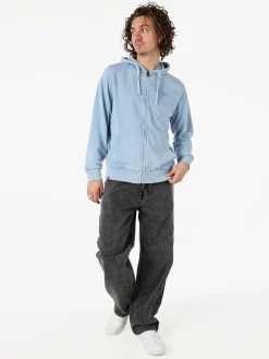 Norway Felpa da uomo full zip con cappuccio e stampa dietro - azzurro