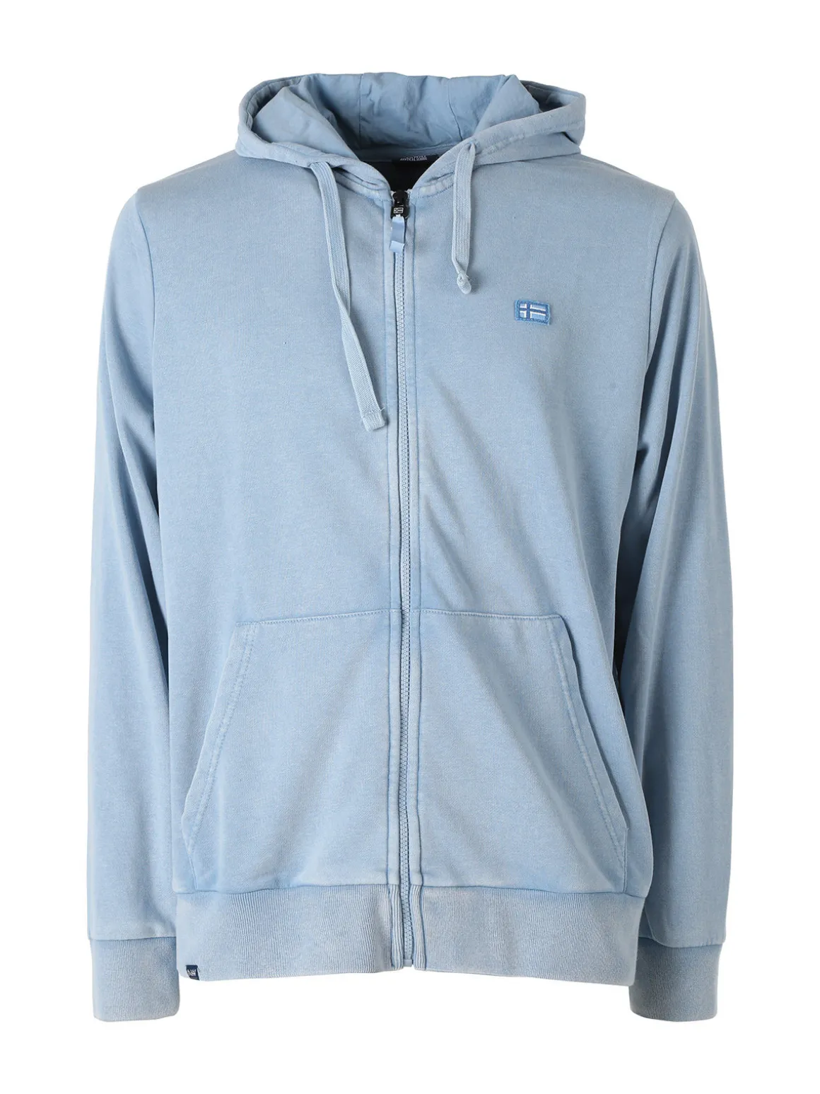 Norway Felpa da uomo full zip con cappuccio e stampa dietro - azzurro