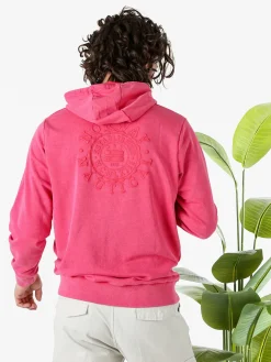 Norway Felpa da uomo full zip con cappuccio e stampa dietro - fucsia